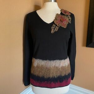 Radzoli V Neck embellished Sweater M Fairy folkart Dark Romantic Woodland Fairy